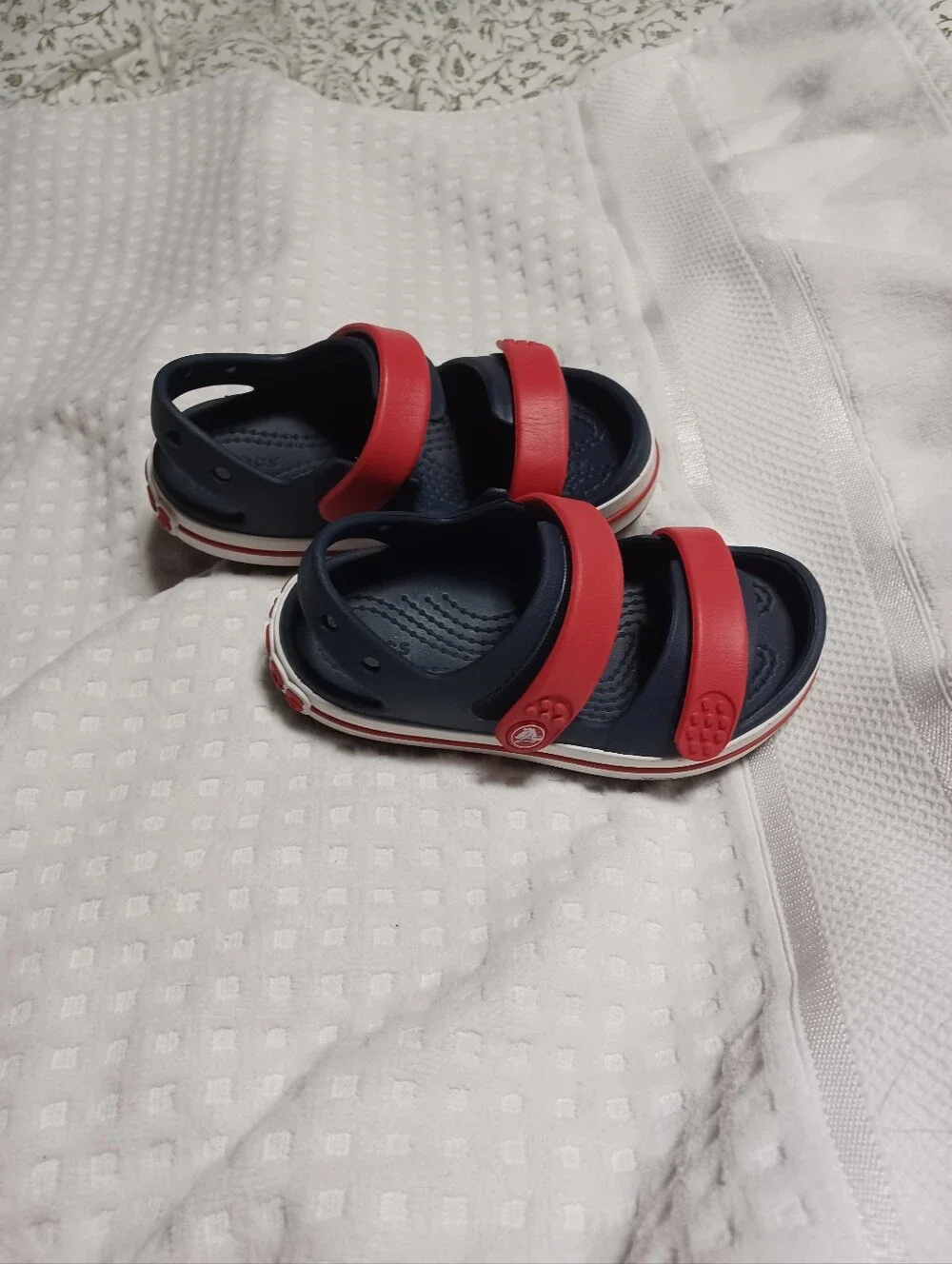CROCS Kids Navy and Red Strap Sandals